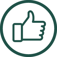 circle with thumbs up symbol