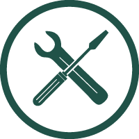 Circle with tools symbol