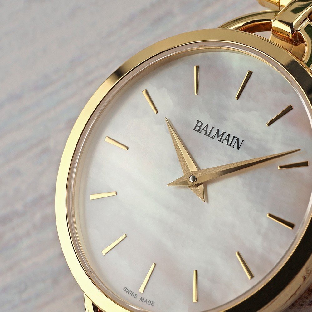 Balmain watch with mother of pearl dial and dauphine hands