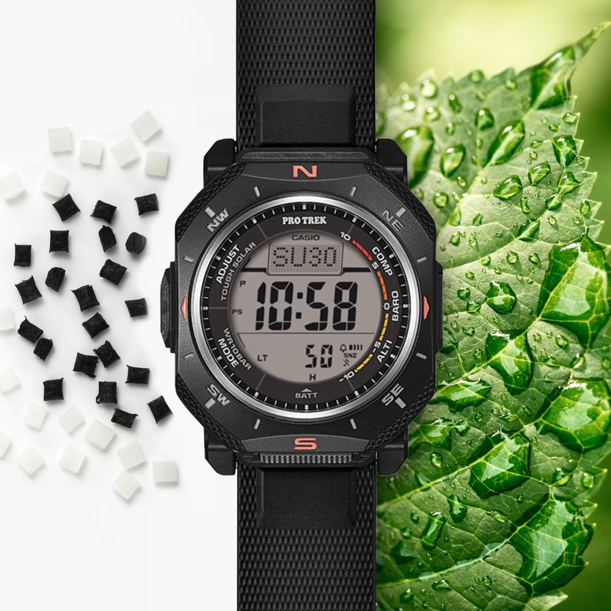 Illustration of the watch with bio-plastic