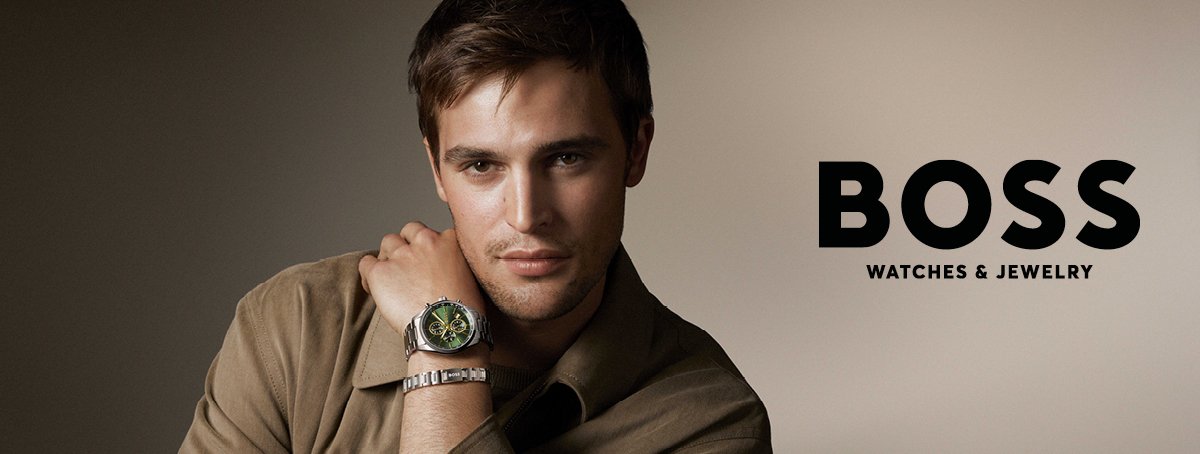 Hombre con reloj Hugo Boss y logo Hugo Boss