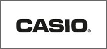 Wit Casio-logo op een grijze achtergrond