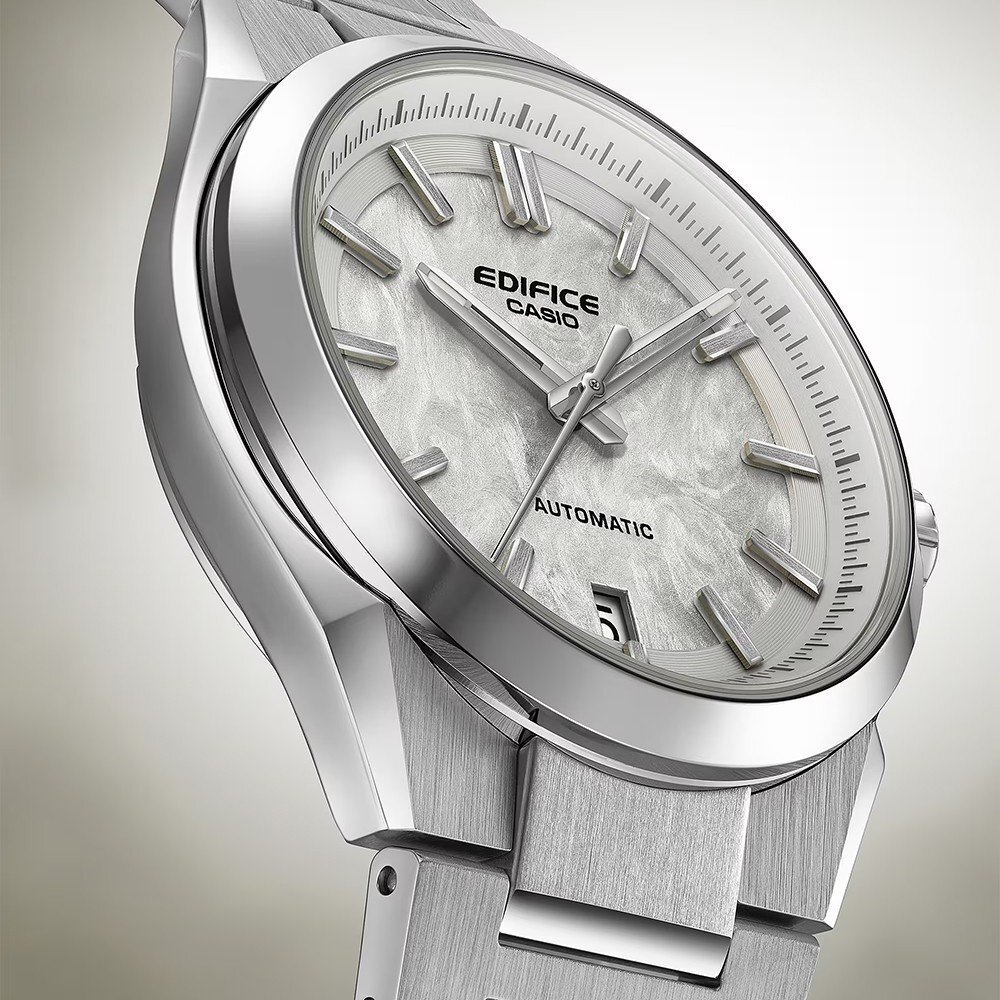 Close up of silver Casio Edifice EFK-100D