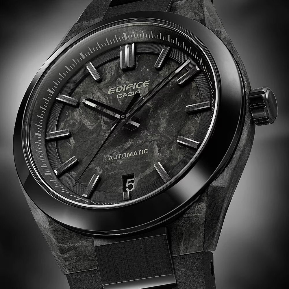 Close up of black Casio Edifice EFK-100