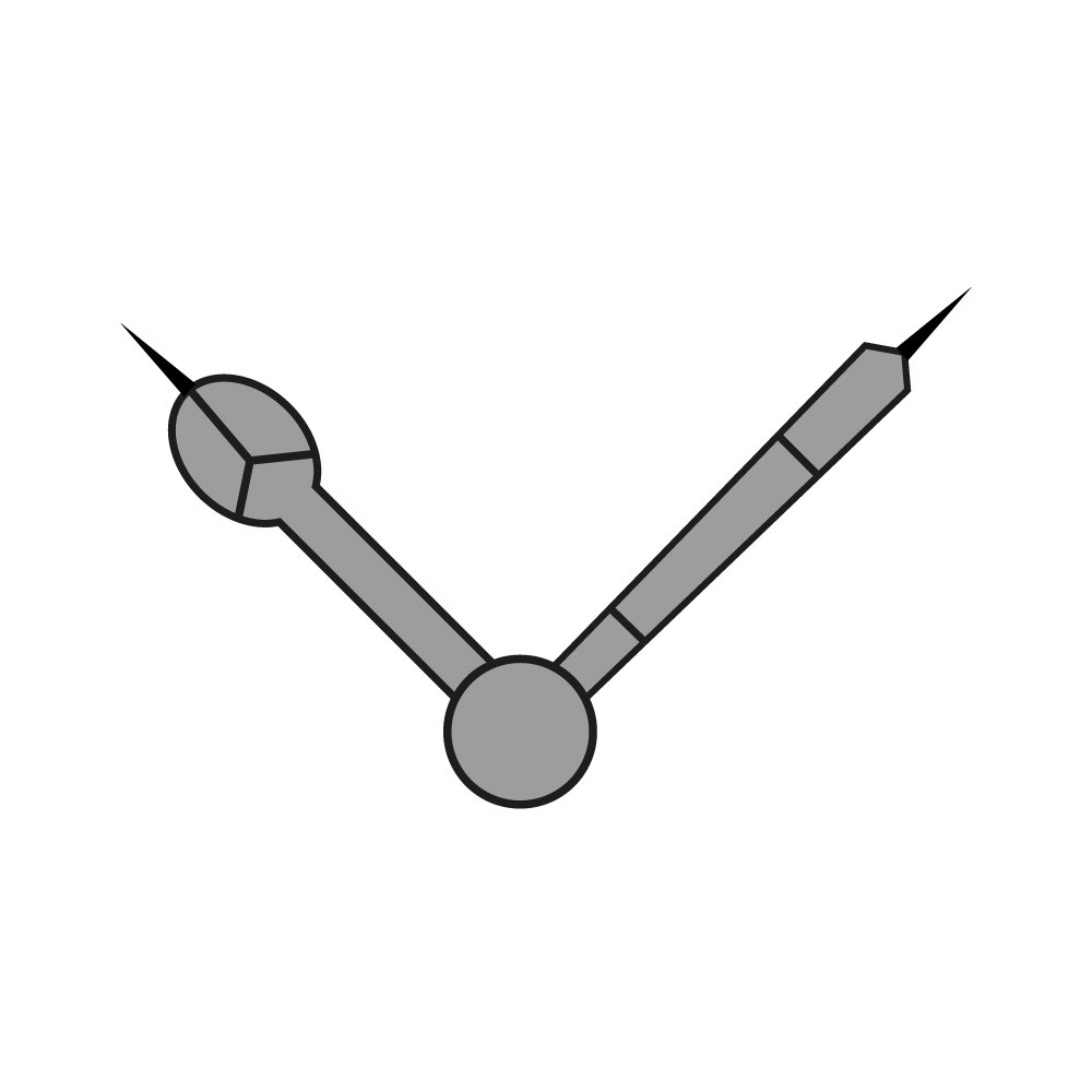 Black and grey drawing of cathedral watch hands