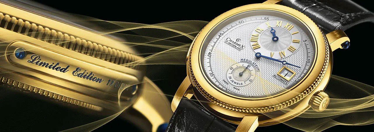 Charmex watch front and side view