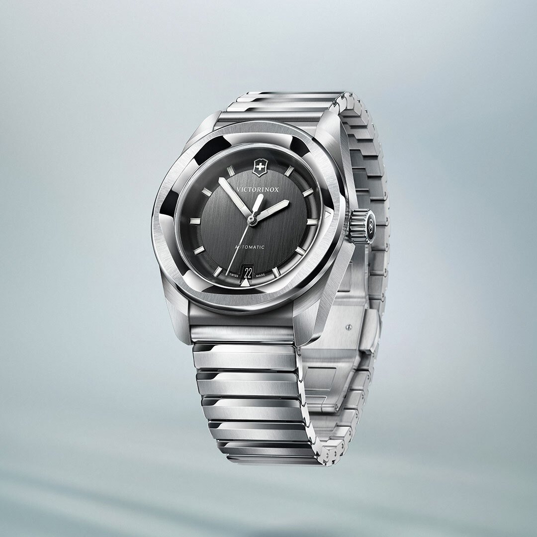 Steel Concept-One watch floating in a grey space