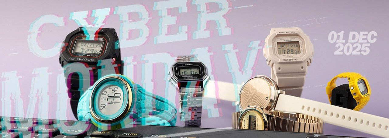 Estampado de mancha de tinta oscura con el texto Black Friday y la silueta de dos relojes encima