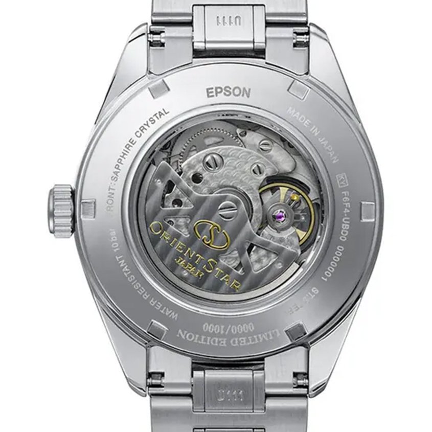 Close up of the back of an Orient watch