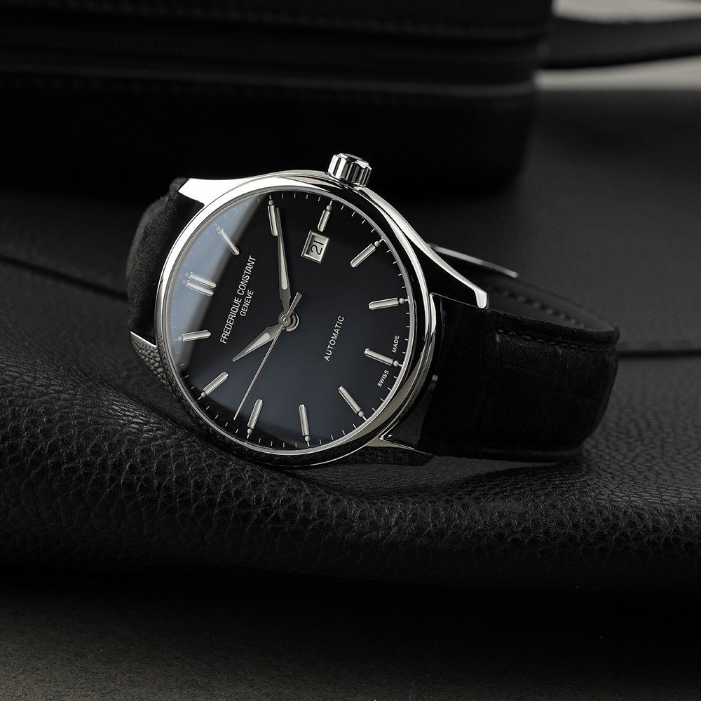 A black Frederique Constant watch