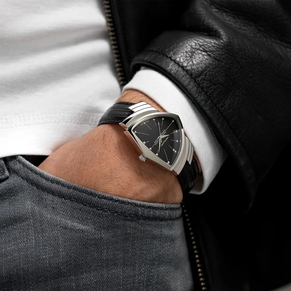 Man wearing a Hamilton Ventura watch