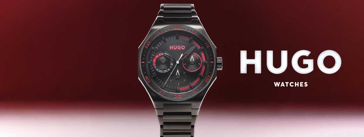 Hugo Boss Hugo watch on a red background