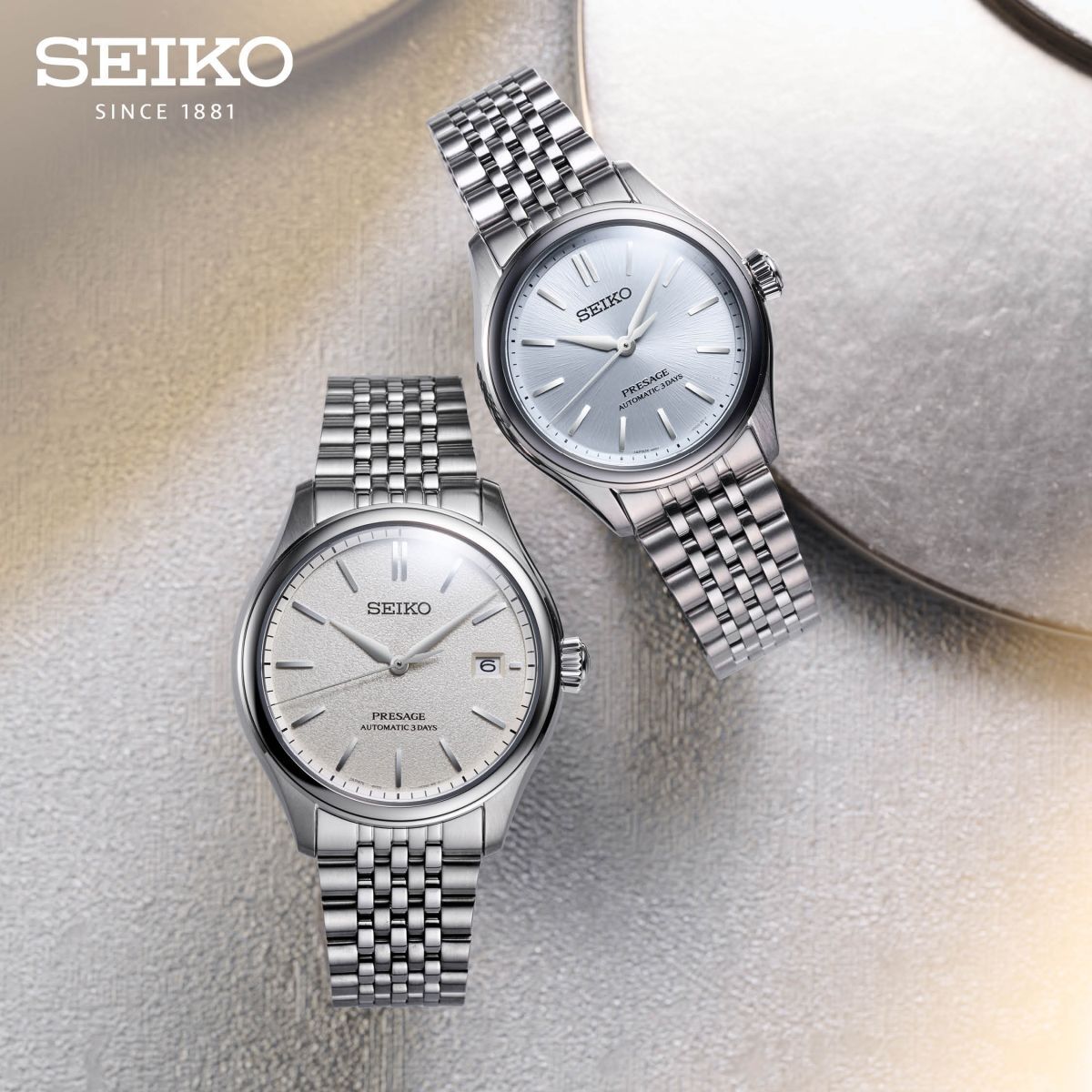 Seiko horloge voor stadsgezicht met wolkenkrabbers