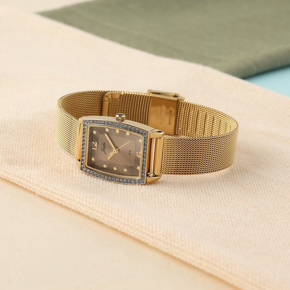 Tonneau goud-beige Joalia dameshorloge