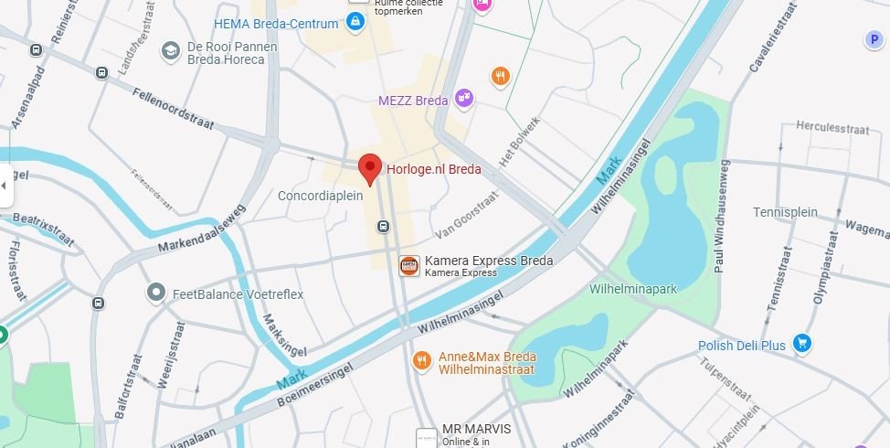 map of Breda showing the Horloge.nl shop location