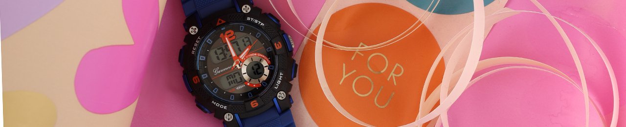 close up of children's watch on gift wrap paper