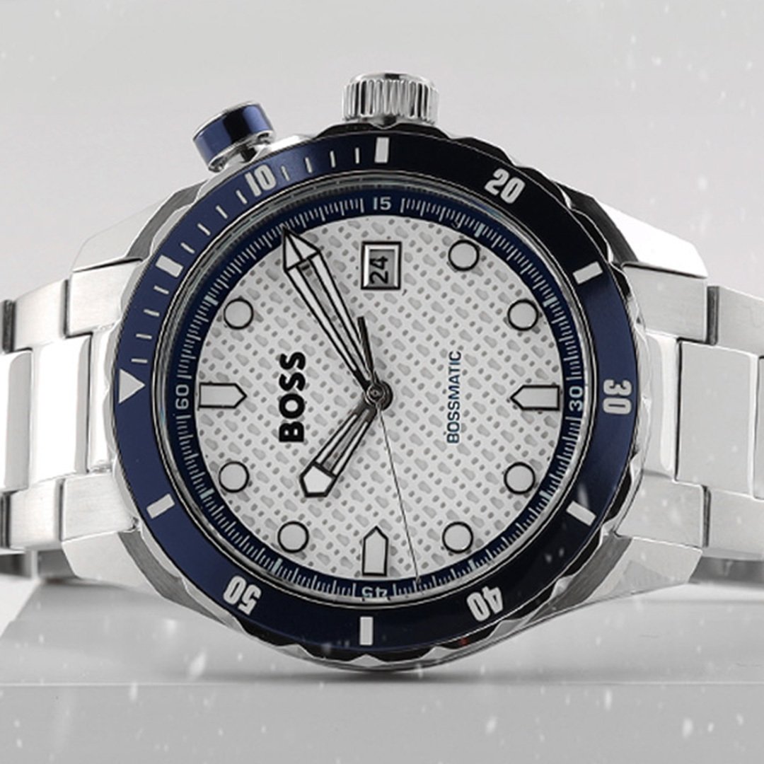 Close up of a Hugo Boss kinetic watch