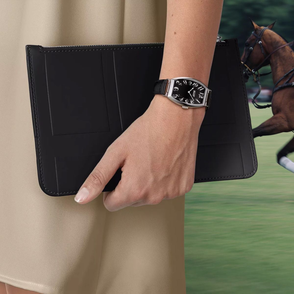 Woman wearing a Tissot watch