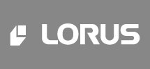 White lorus logo on a grey background