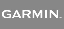 White garmin logo on a grey background