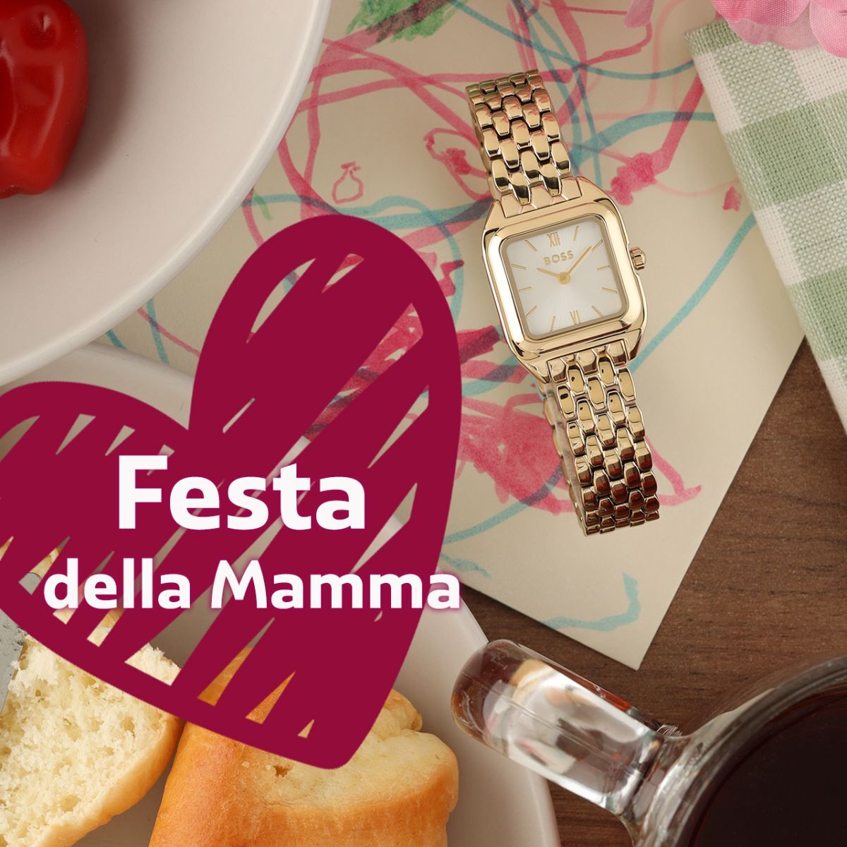 Orologio da donna Gold Boss su un disegno di un bambino