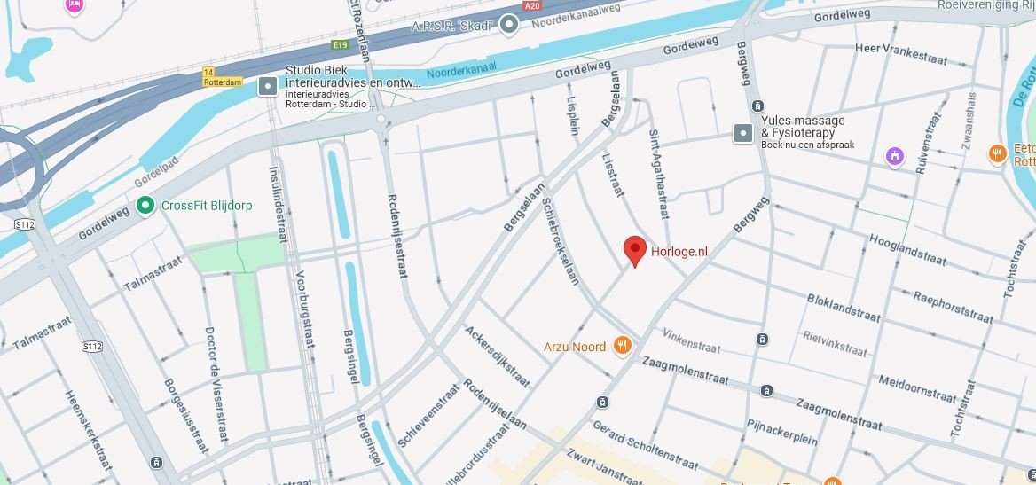 map of rotterdam with location Horloge.nl