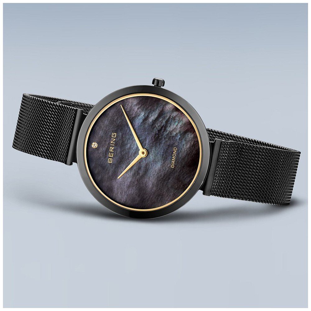 Bering watch with a black mother-of-pearl dial