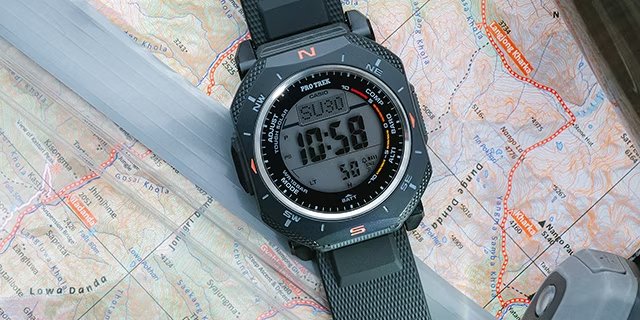 Casio PRG-69 watch on a ordinance map