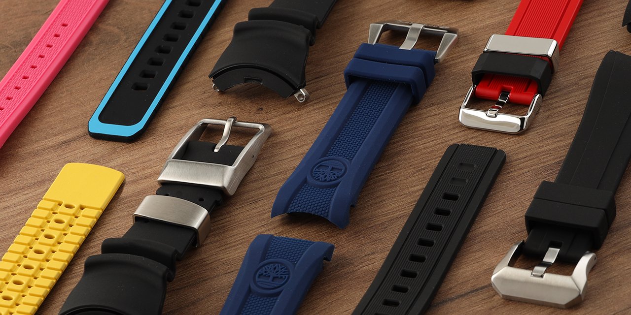 Close up of silicone watch bands