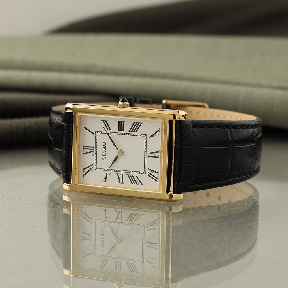 A rectangular Seiko swr104p1 watch