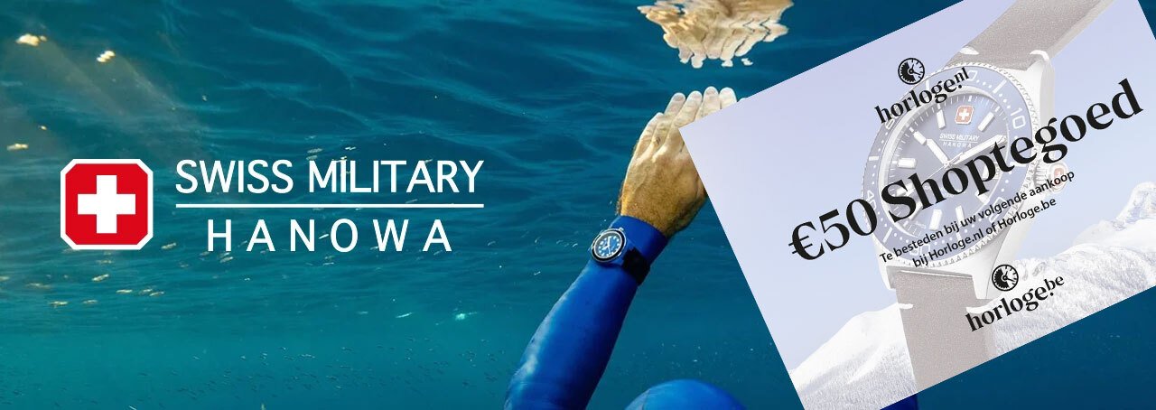 Banner der Marke Swiss Military Hanowa mit einem Bild der Shop-Kreditkarte