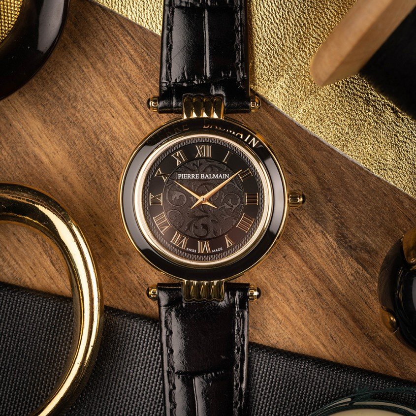 Schwarze Balmain Haute Elegance Vintage-Uhr