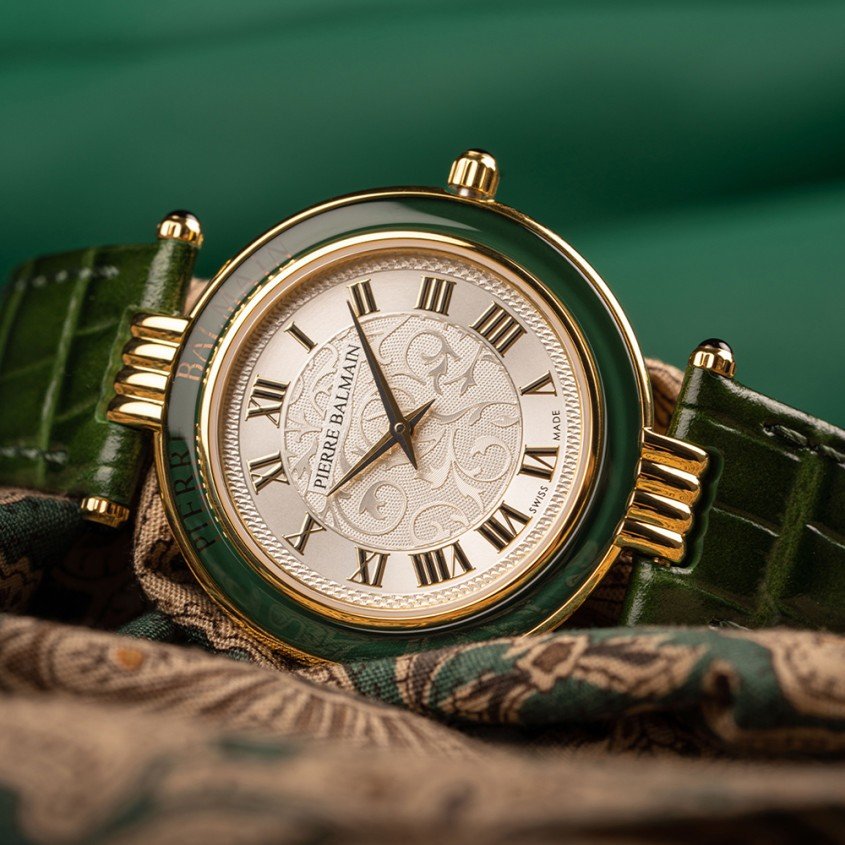 Grüne Balmain Haute Elegance Vintage-Uhr