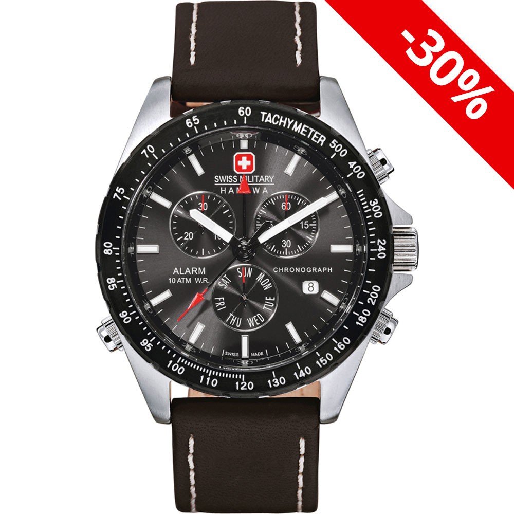 Zwart Zwitsers militair horloge
