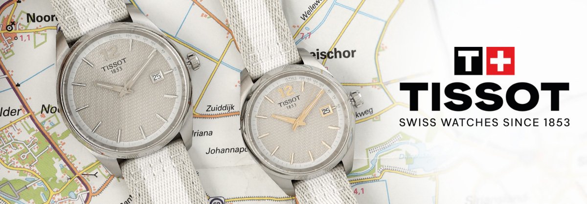 Two Tissot watches on a map