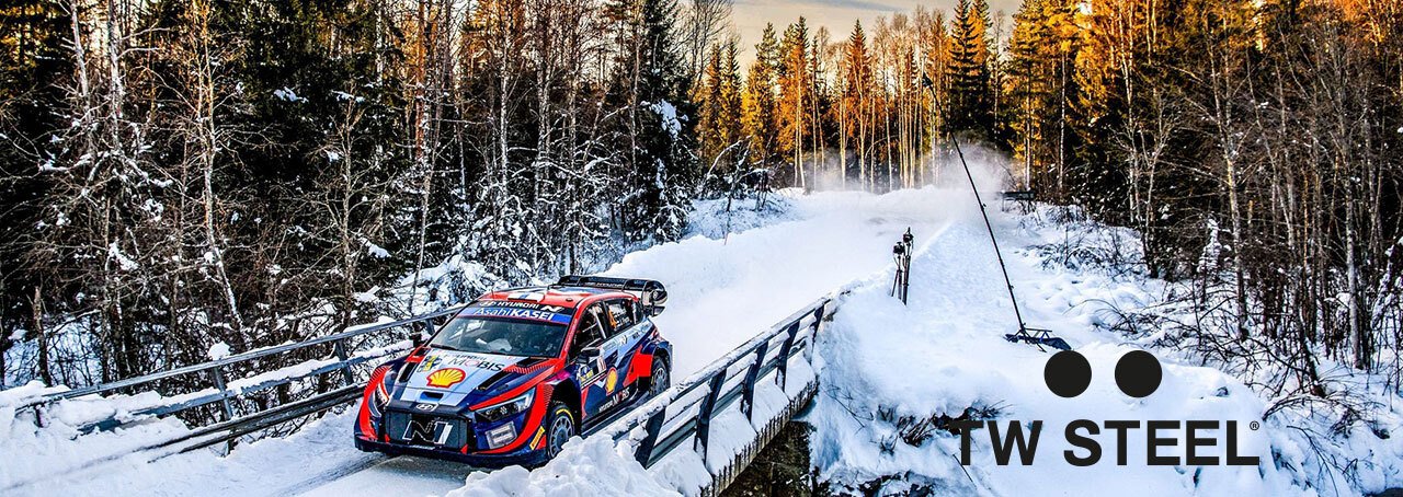 TW Steel watch and logo on a black background